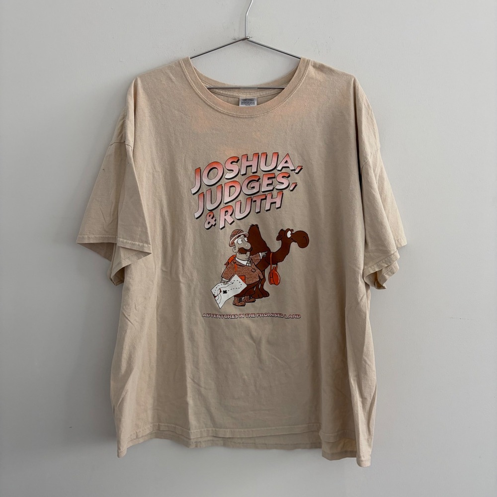 Gildan Ultra Cotton Joshua Judges & Ruth Promised Land Tan Graphic Tee 3XL